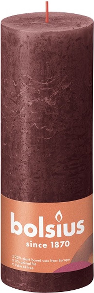 Bolsius Stompkaarsen Shine 6 St Rustiek 190x68 Mm Fluweel - Rood