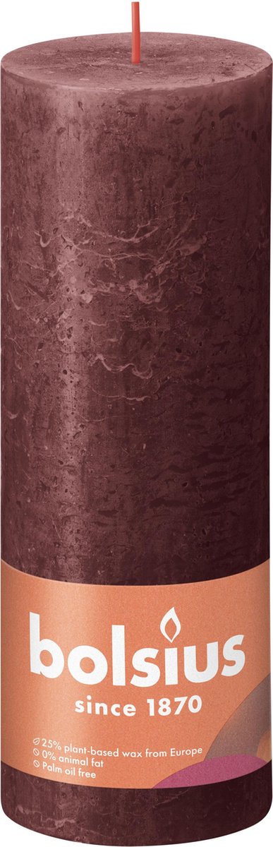 Bolsius Stompkaarsen Shine 6 St Rustiek 190x68 Mm Fluweel - Rood