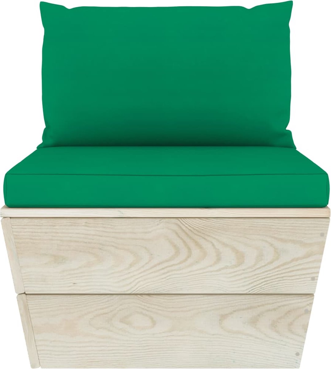 Vidaxl Tuinmiddenbank Met Kussens Pallet Geïmpregneerd Vurenhout - Groen
