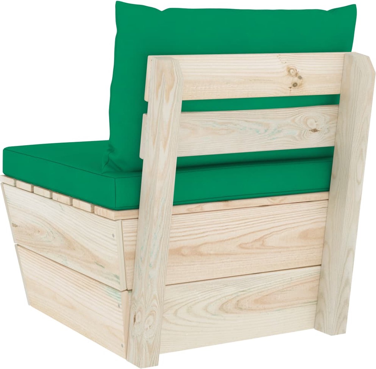 Vidaxl Tuinmiddenbank Met Kussens Pallet Geïmpregneerd Vurenhout - Groen