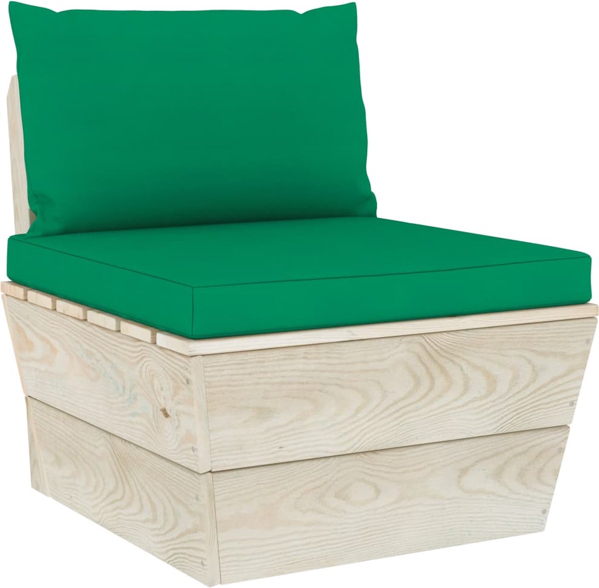 Vidaxl Tuinmiddenbank Met Kussens Pallet Geïmpregneerd Vurenhout - Groen