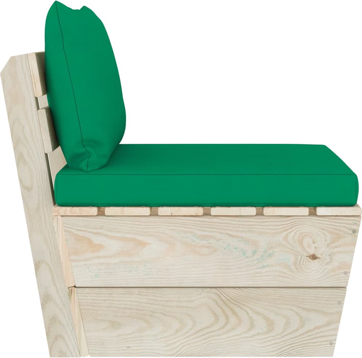 Vidaxl Tuinmiddenbank Met Kussens Pallet Geïmpregneerd Vurenhout - Groen