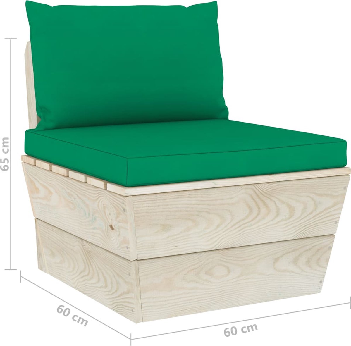 Vidaxl Tuinmiddenbank Met Kussens Pallet Geïmpregneerd Vurenhout - Groen