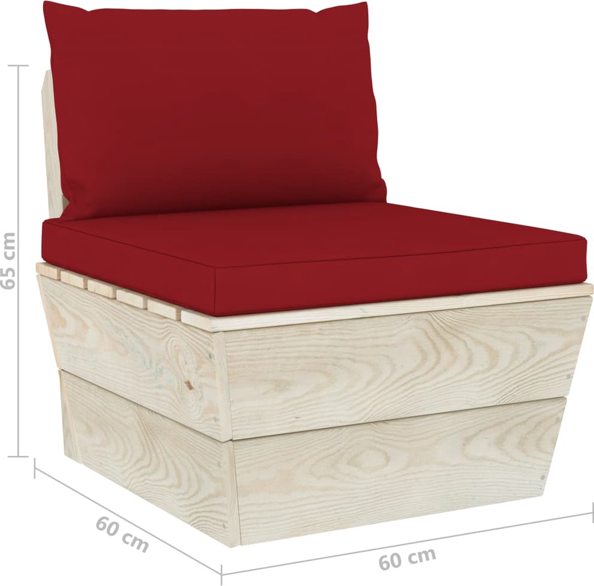 Vidaxl Tuinmiddenbank Met Kussens Pallet Geïmpregneerd Vurenhout - Rood