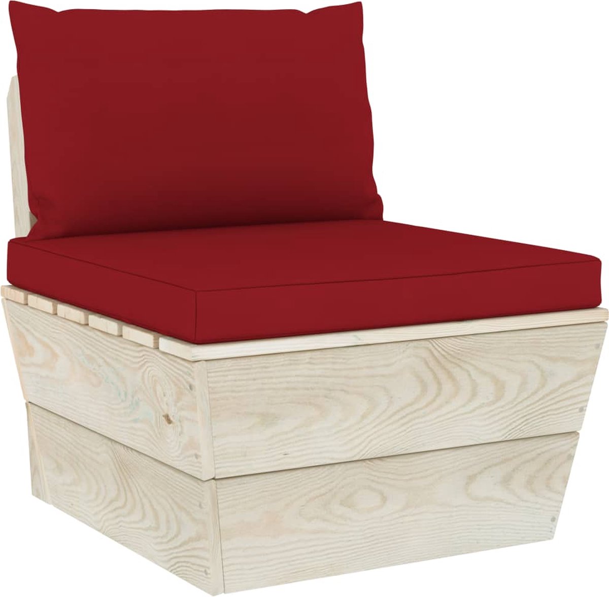 Vidaxl Tuinmiddenbank Met Kussens Pallet Geïmpregneerd Vurenhout - Rood
