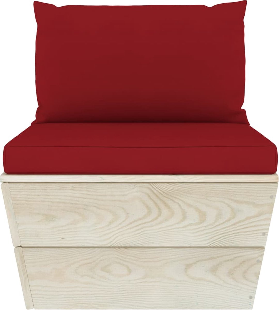 Vidaxl Tuinmiddenbank Met Kussens Pallet Geïmpregneerd Vurenhout - Rood