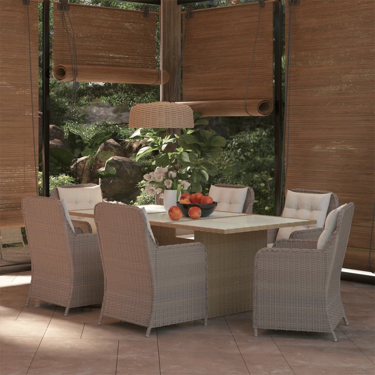 Vidaxl 7-delige Tuinset Poly Rattan - Marrón