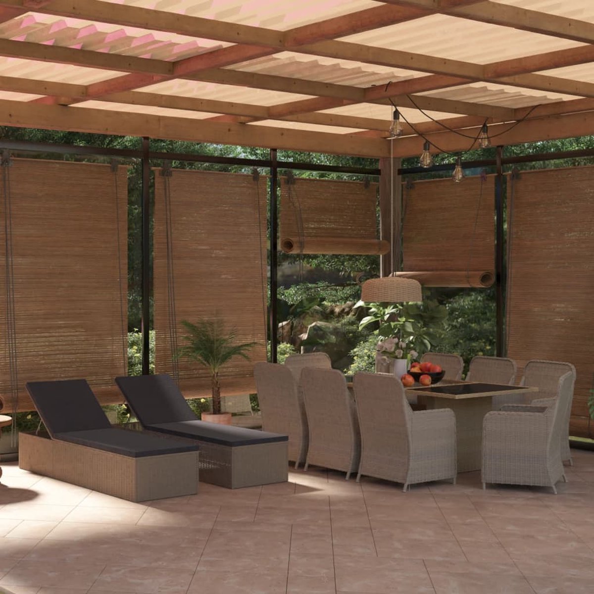 Vidaxl 11-delige Tuinset Poly Rattan - Bruin