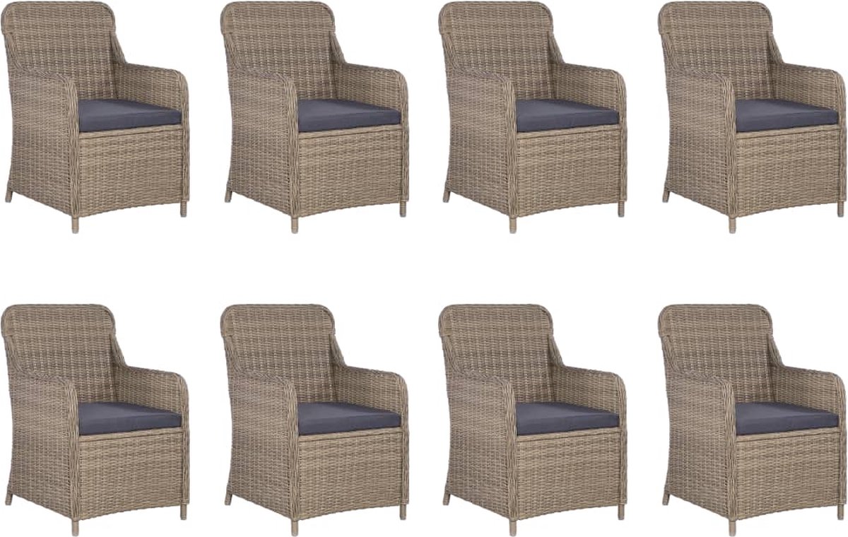 Vidaxl 9-delige Tuinset Poly Rattan - Bruin