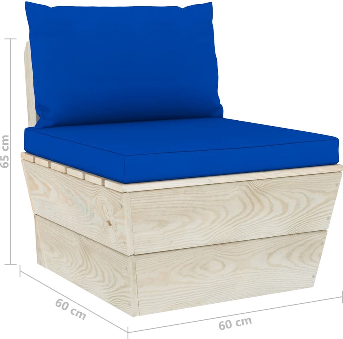Vidaxl Tuinmiddenbank Met Kussens Pallet Geïmpregneerd Vurenhout - Blauw