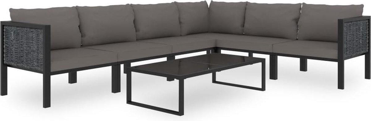 Vidaxl Hoekbank Sectioneel Met Rechterarmleuning Poly Rattan Antraciet - Grijs