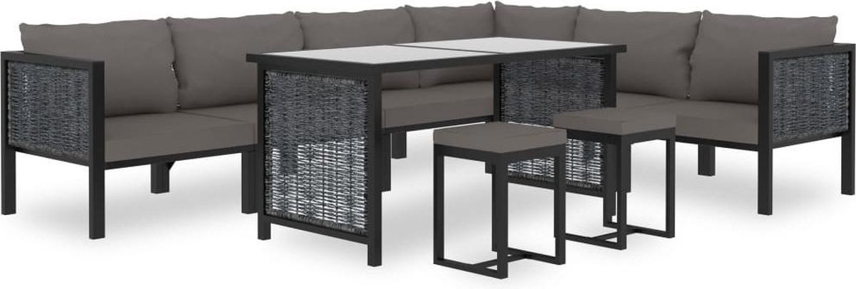 Vidaxl Hoekbank Sectioneel Met Rechterarmleuning Poly Rattan Antraciet - Grijs