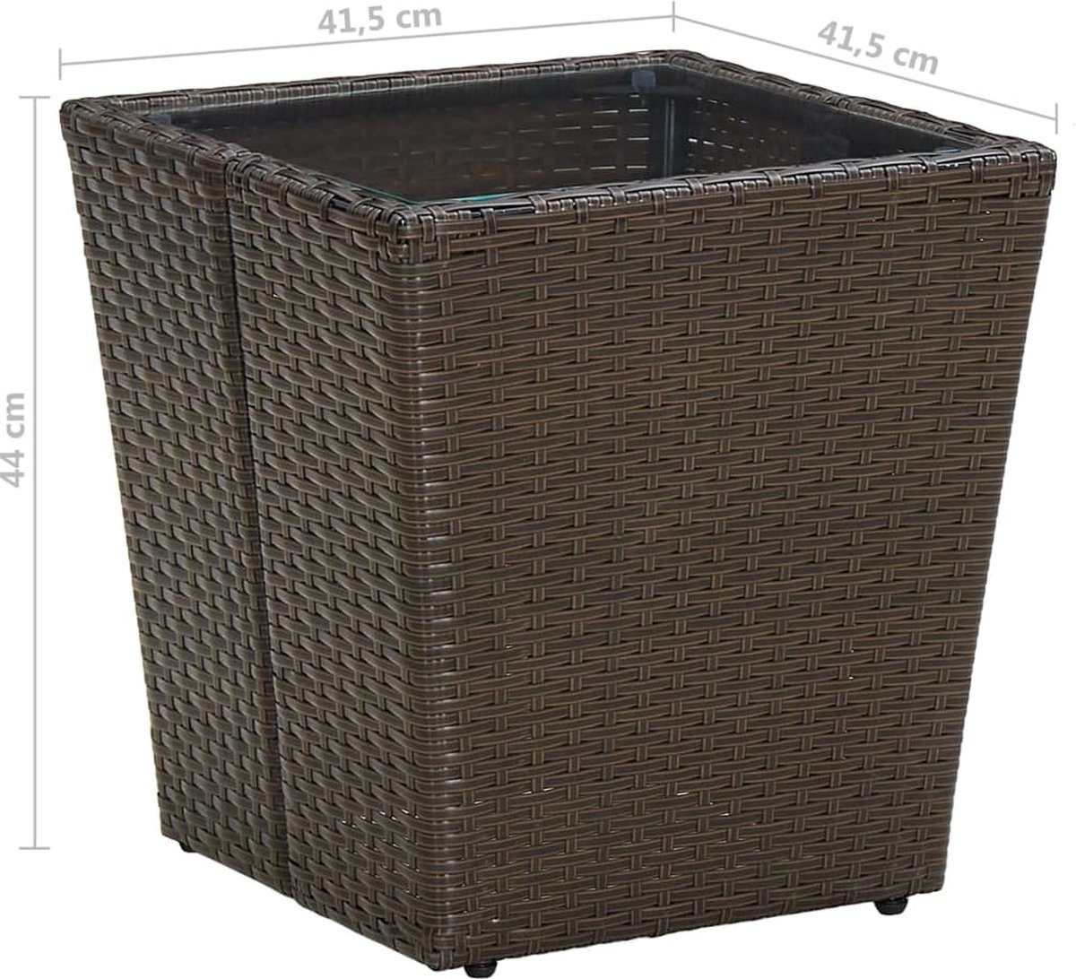 Vidaxl Theetafel 41,5x41,5x44 Cm Poly Rattan En Gehard Glas - Bruin