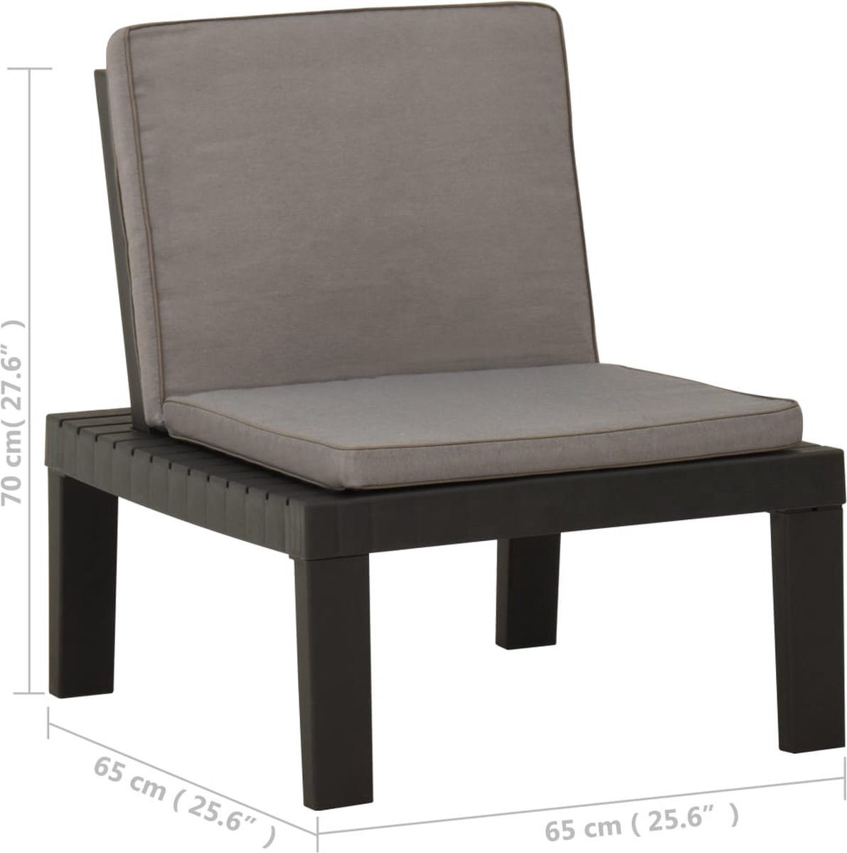 Vidaxl Loungestoel Met Kussen Kunststof - Grijs