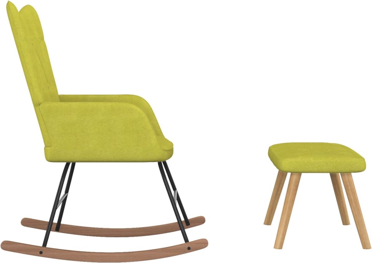 Vidaxl Schommelstoel Met Voetenbank Stof - Groen