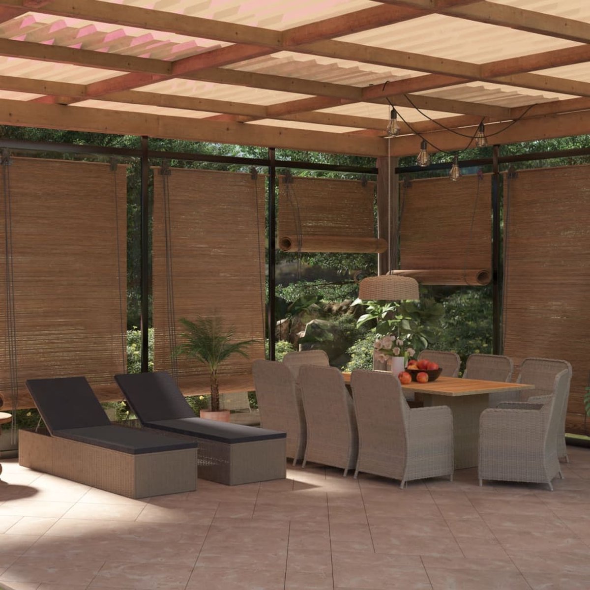 Vidaxl 11-delige Tuinset Poly Rattan - Marrón