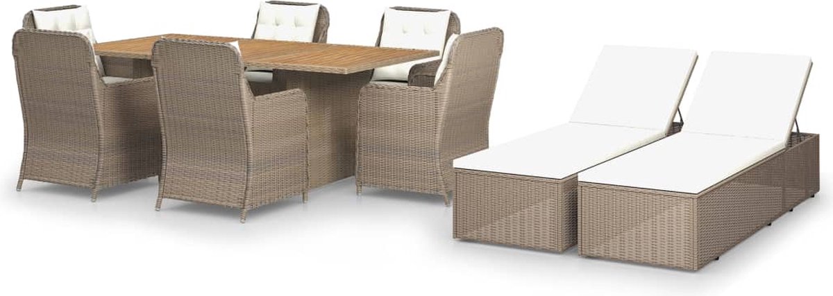 Vidaxl 9-delige Tuinset Poly Rattan - Bruin
