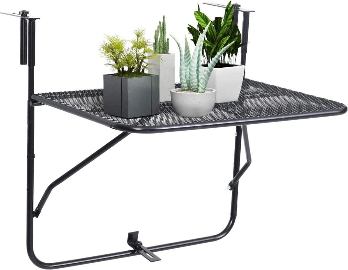 Vidaxl Balkontafel 60x40 Cm Staal - Zwart