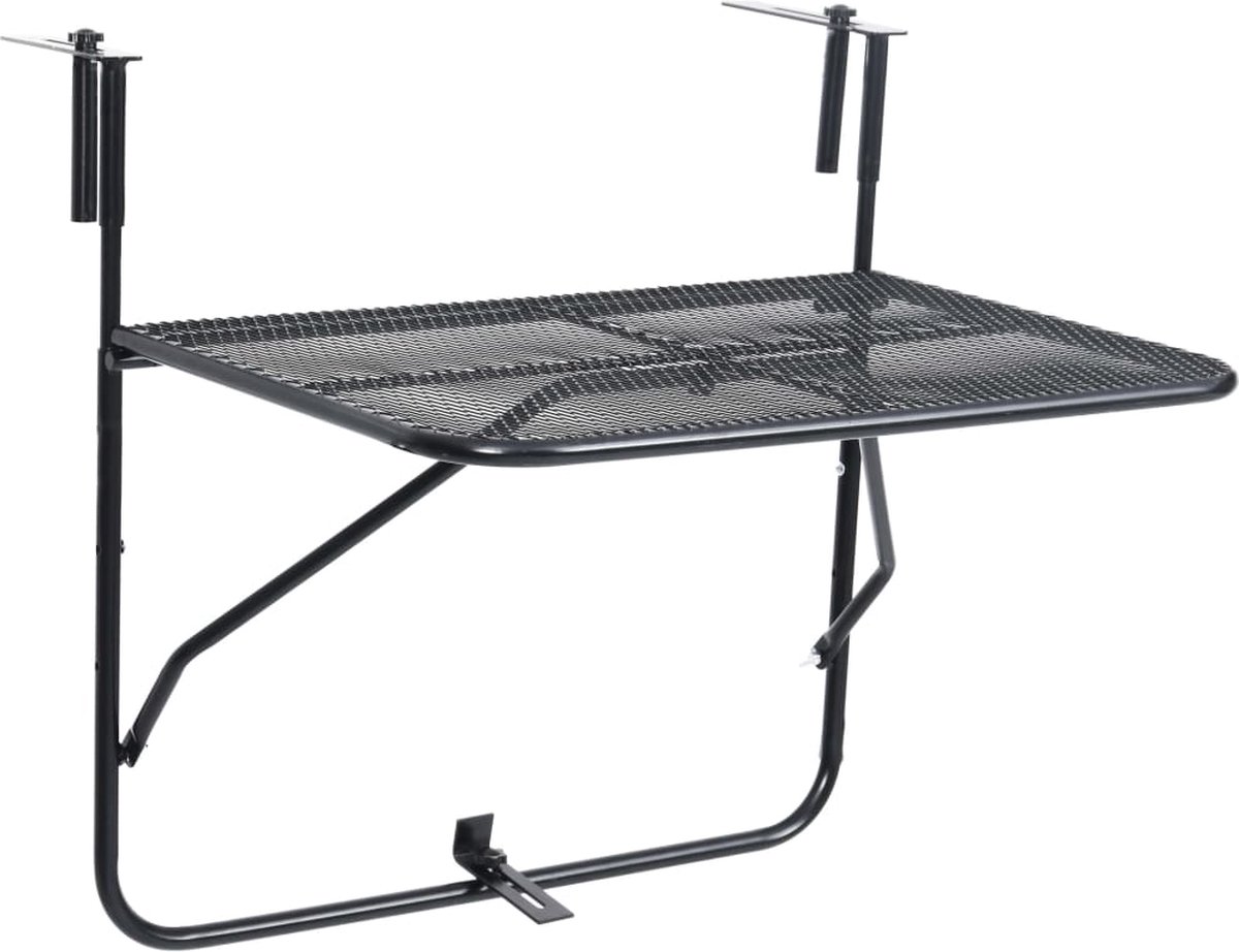 Vidaxl Balkontafel 60x40 Cm Staal - Zwart