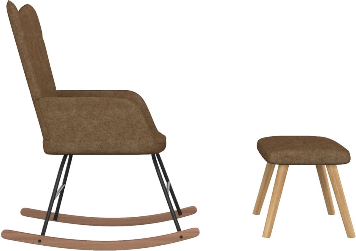 Vidaxl Schommelstoel Met Voetenbank Stof Taupe