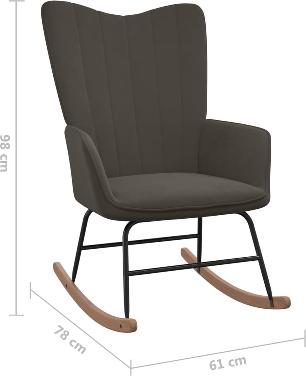 Vidaxl Schommelstoel Fluweel Donker - Grijs