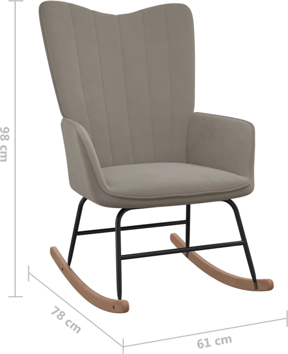 Vidaxl Schommelstoel Met Voetenbank Fluweel Licht - Grijs