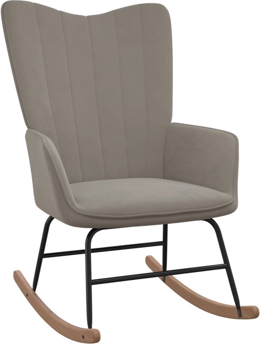 Vidaxl Schommelstoel Met Voetenbank Fluweel Licht - Grijs