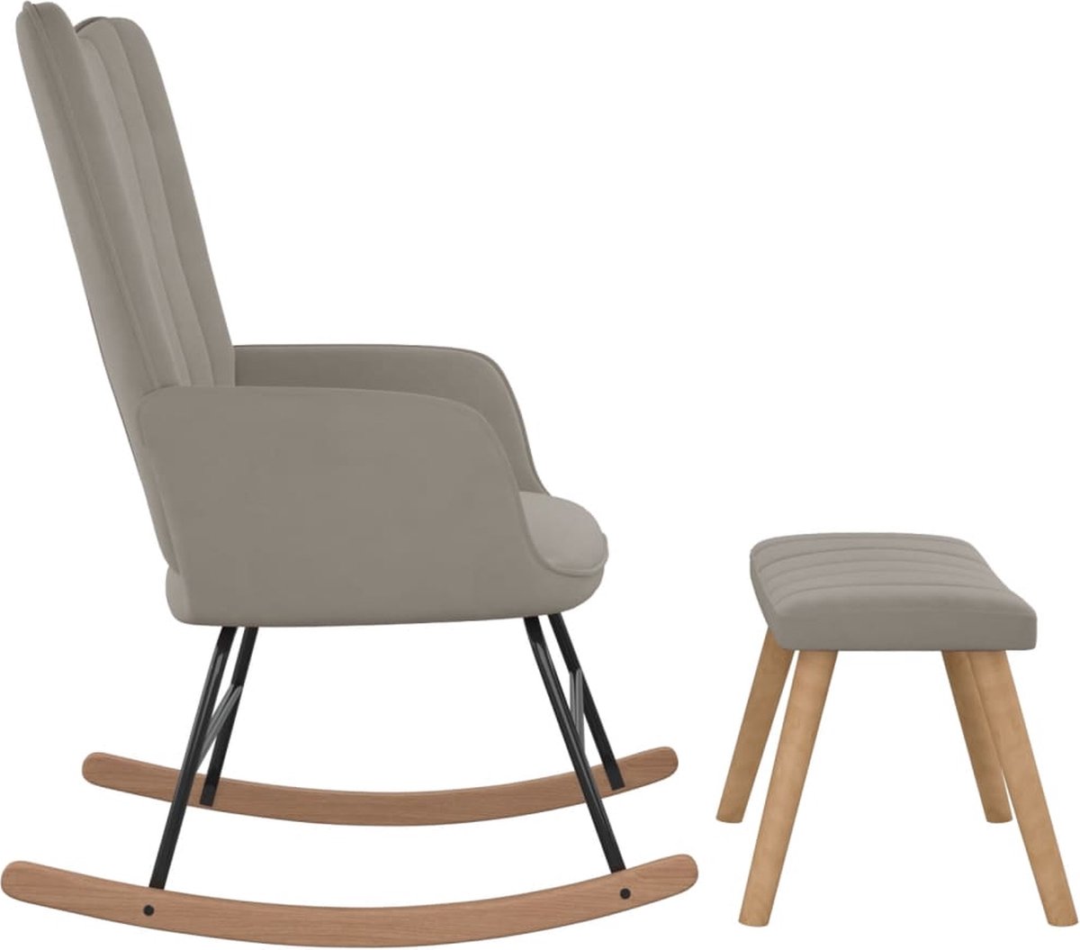 Vidaxl Schommelstoel Met Voetenbank Fluweel Licht - Grijs