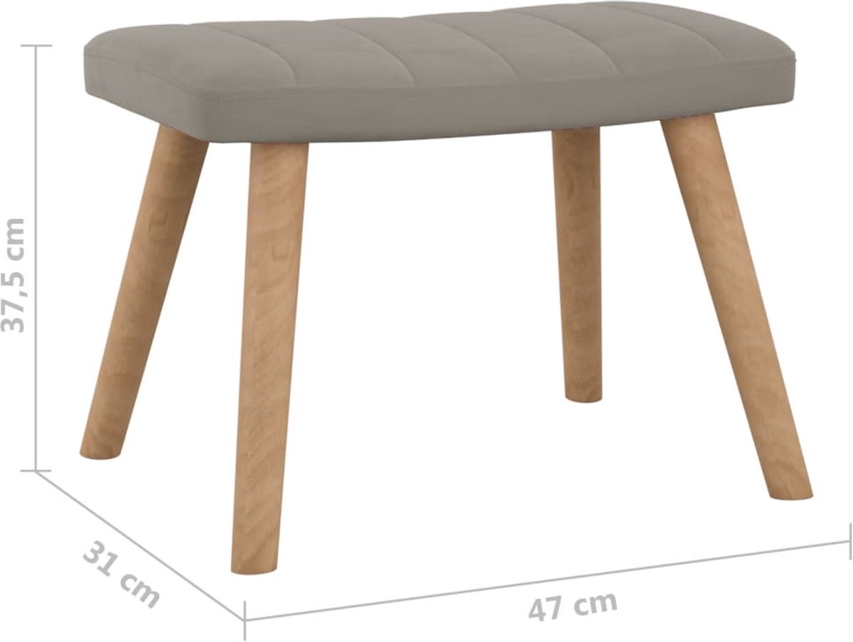 Vidaxl Schommelstoel Met Voetenbank Fluweel Licht - Grijs