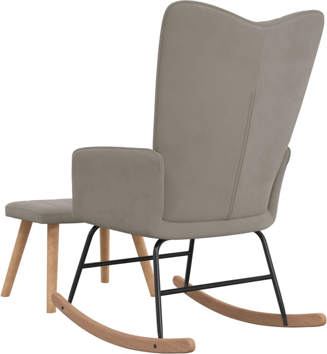 Vidaxl Schommelstoel Met Voetenbank Fluweel Licht - Grijs