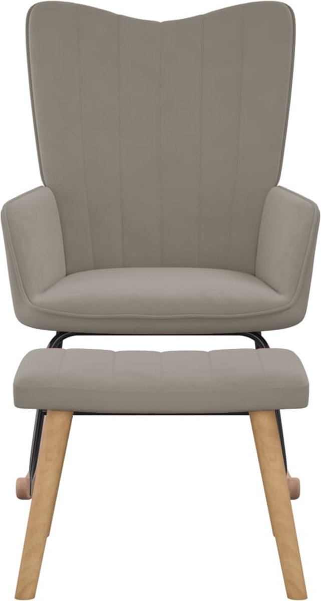 Vidaxl Schommelstoel Met Voetenbank Fluweel Licht - Grijs