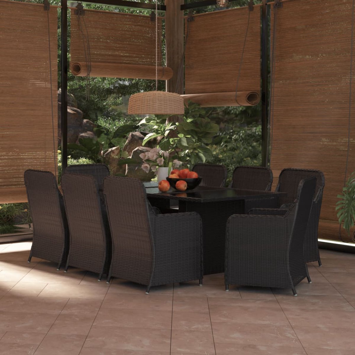 Vidaxl 9-delige Tuinset Poly Rattan - Zwart