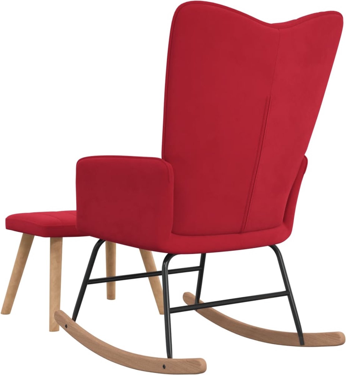 Vidaxl Schommelstoel Met Voetenbank Fluweel Wijn - Rood
