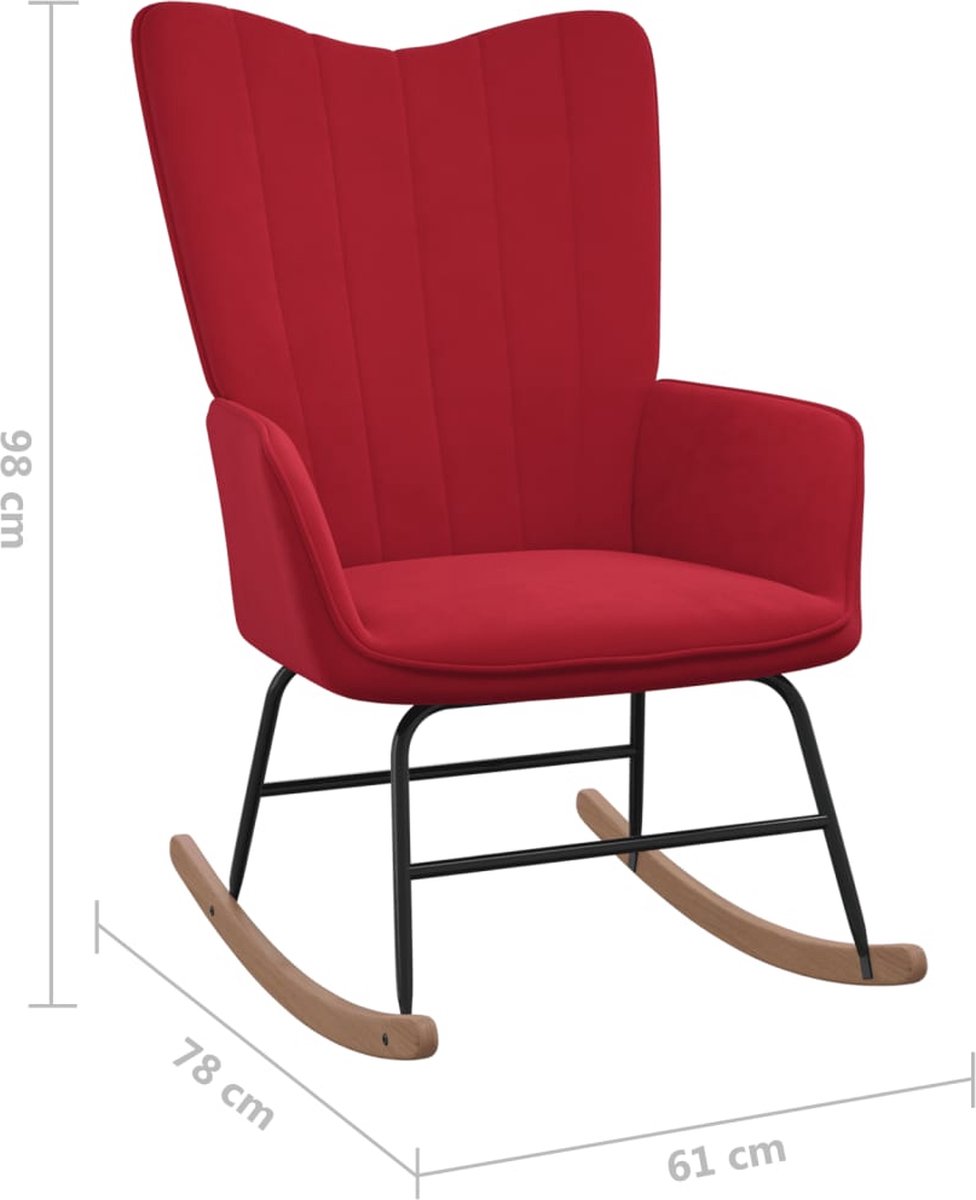 Vidaxl Schommelstoel Met Voetenbank Fluweel Wijn - Rood