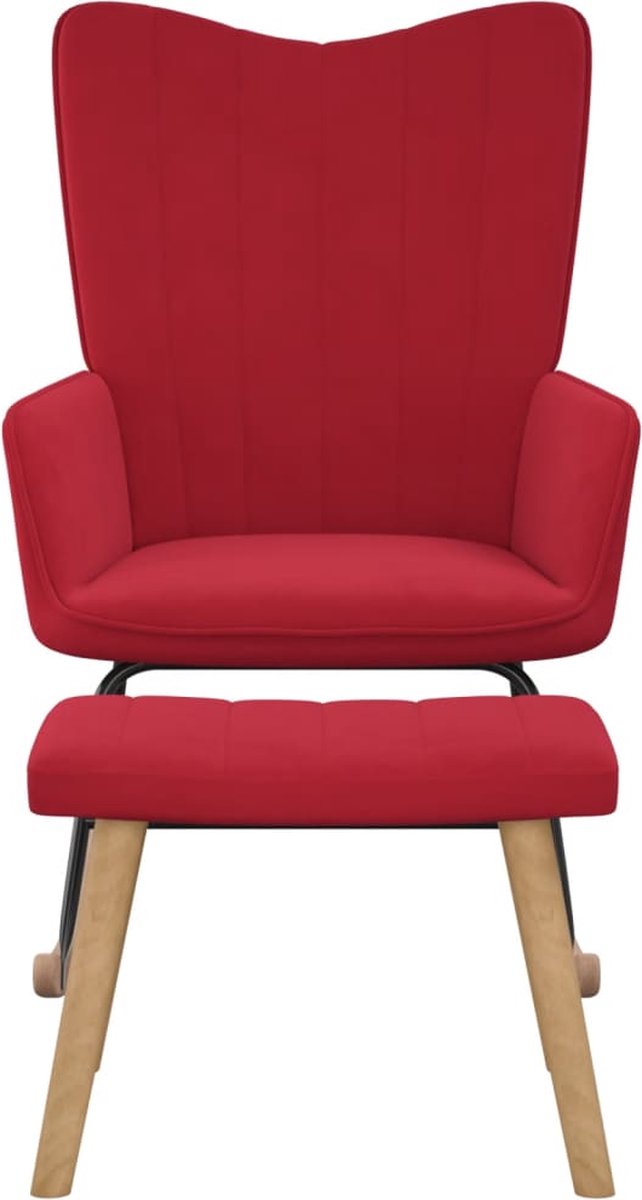 Vidaxl Schommelstoel Met Voetenbank Fluweel Wijn - Rood