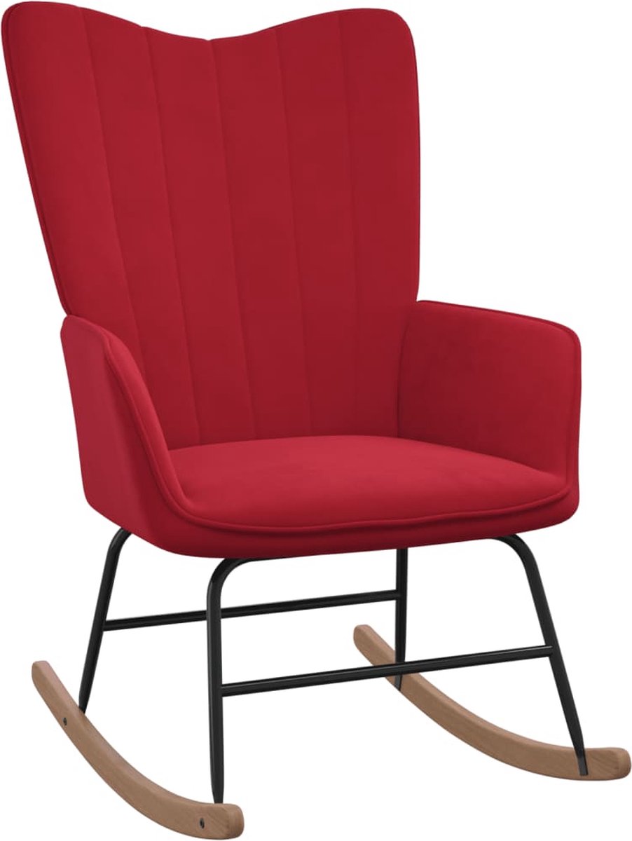 Vidaxl Schommelstoel Met Voetenbank Fluweel Wijn - Rood