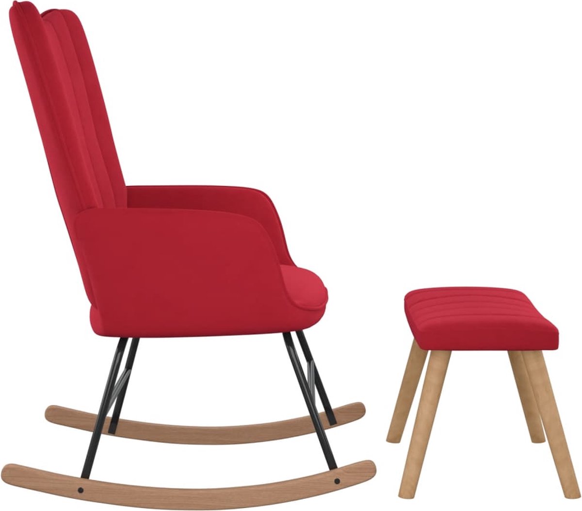 Vidaxl Schommelstoel Met Voetenbank Fluweel Wijn - Rood