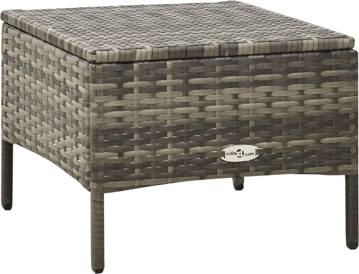 Vidaxl Tuinbank Met Tafeltje En Krukken Tweezits Poly Rattan - Grijs