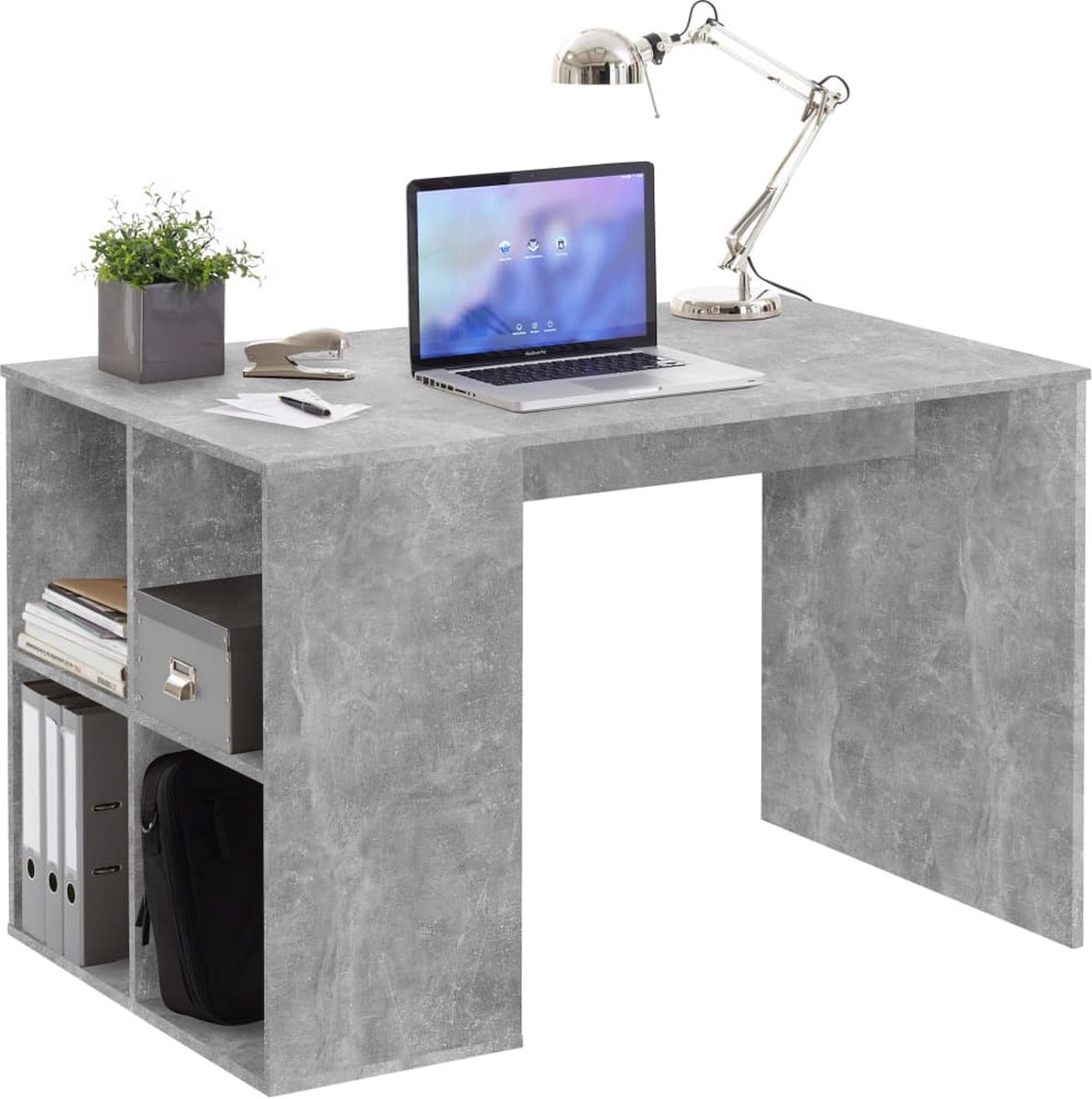 Fmd Bureau Met Zijschappen 117x73x75 Cm Betonkleurig - Gris