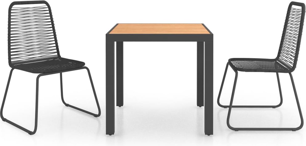 Vidaxl 3-delige Tuinset Pvc-rattan En Bruin - Zwart