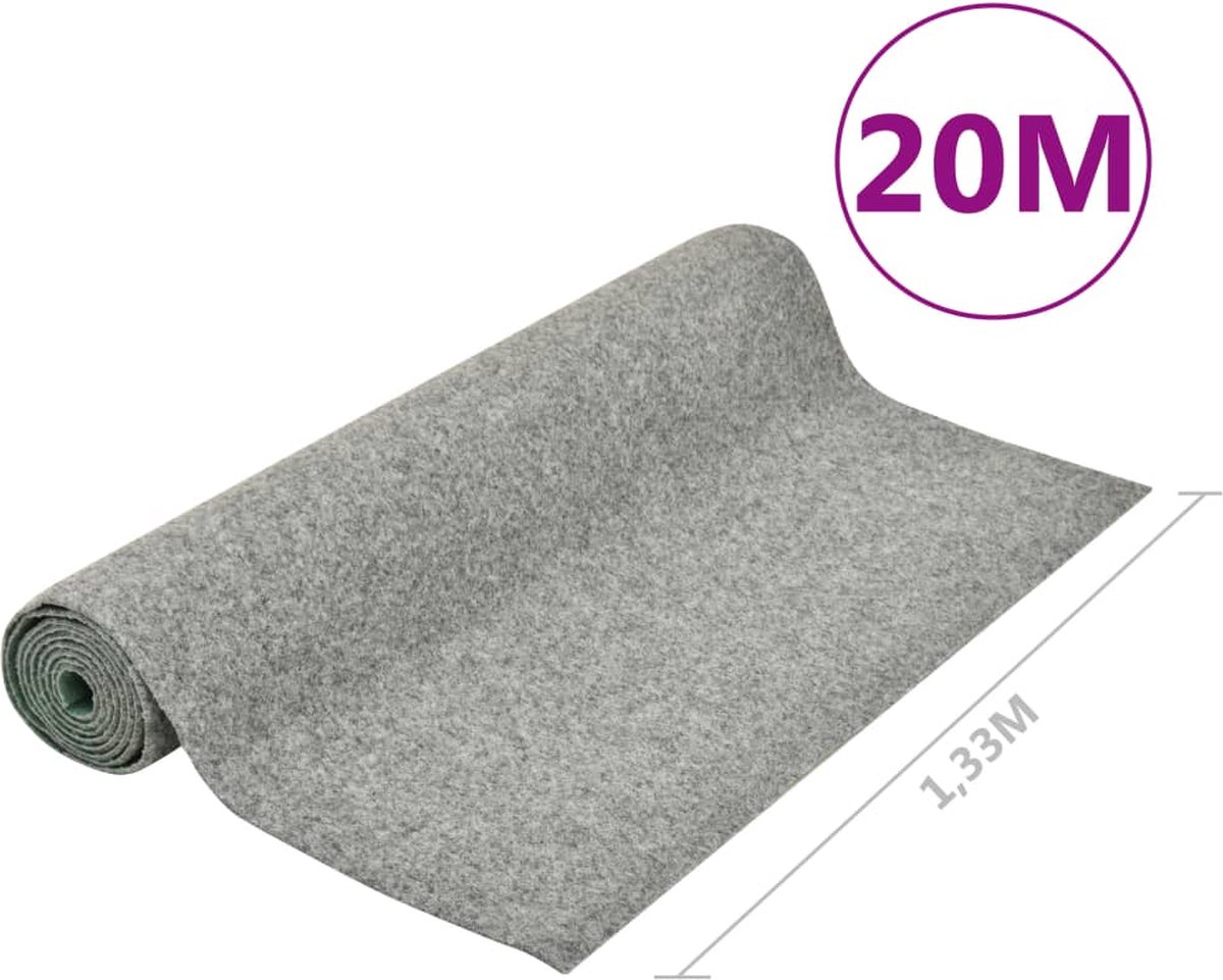 Vidaxl Kunstgras Met Noppen 20x1,33 M - Grijs