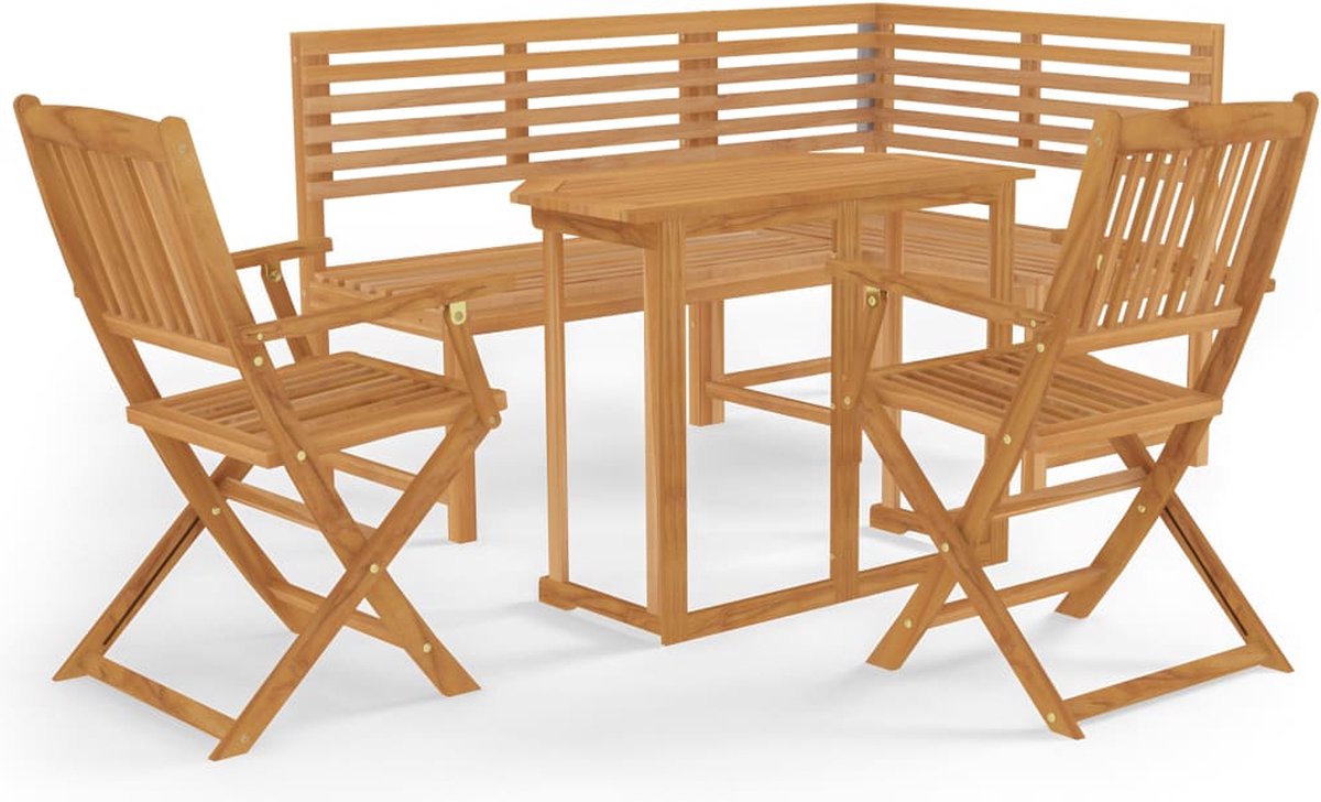 Vidaxl 4-delige Bistroset Massief Acaciahout - Bruin