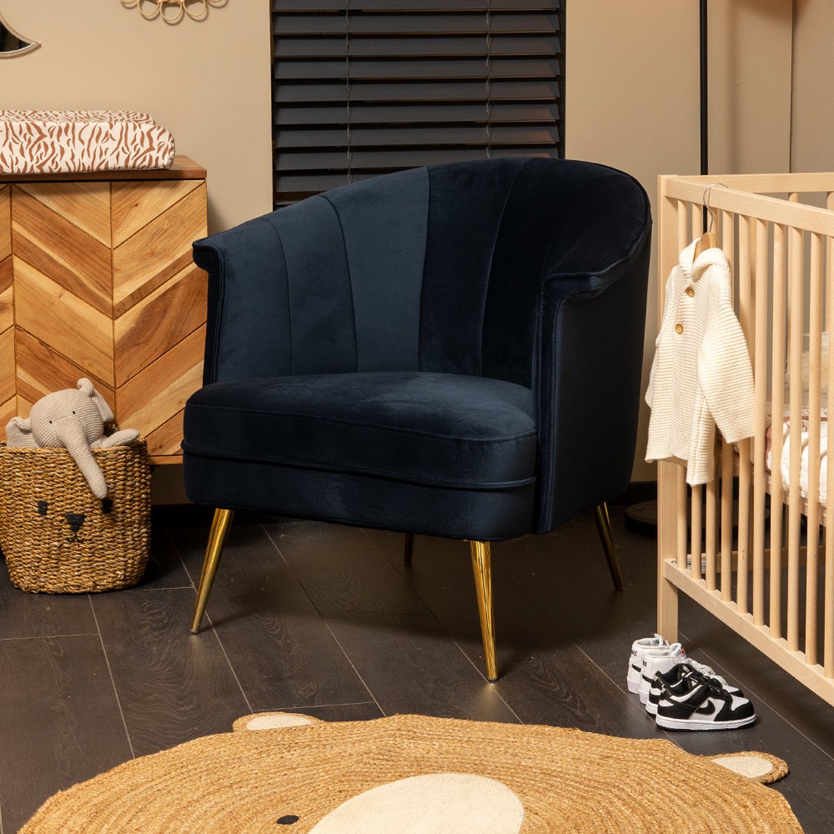 Bronx71 Stoel Babykamer Amy Velvet - Blauw