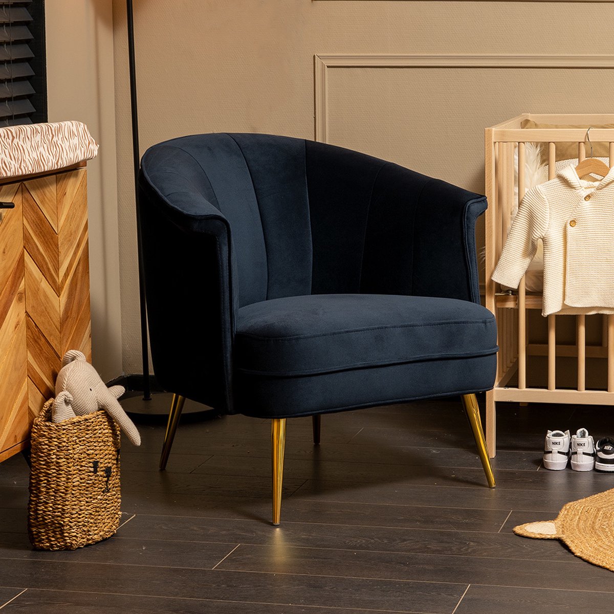 Bronx71 Stoel Babykamer Amy Velvet - Blauw