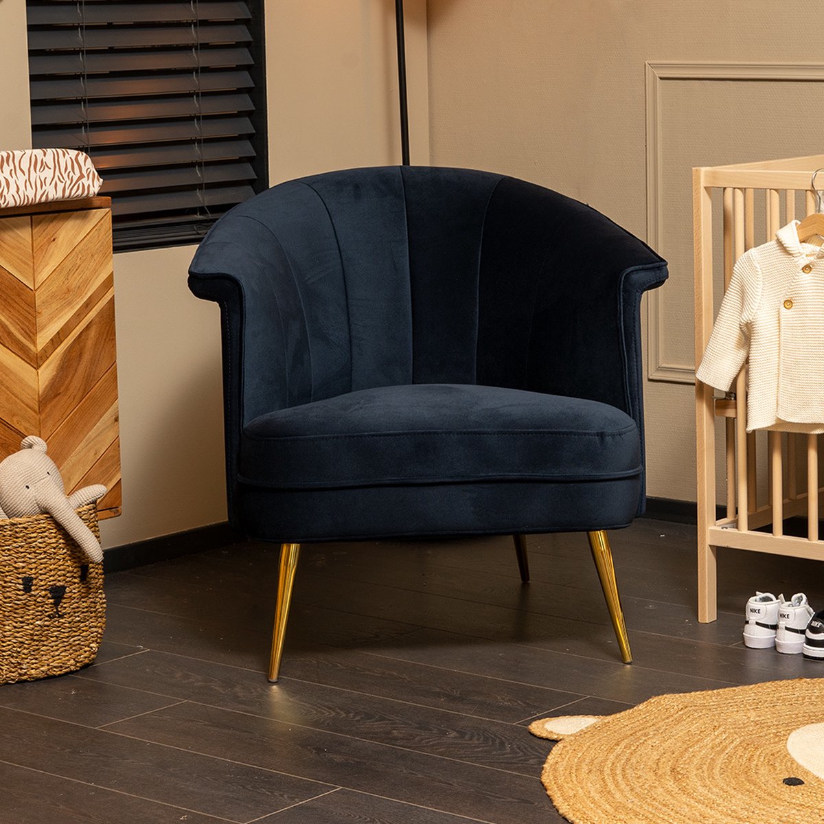 Bronx71 Stoel Babykamer Amy Velvet - Blauw