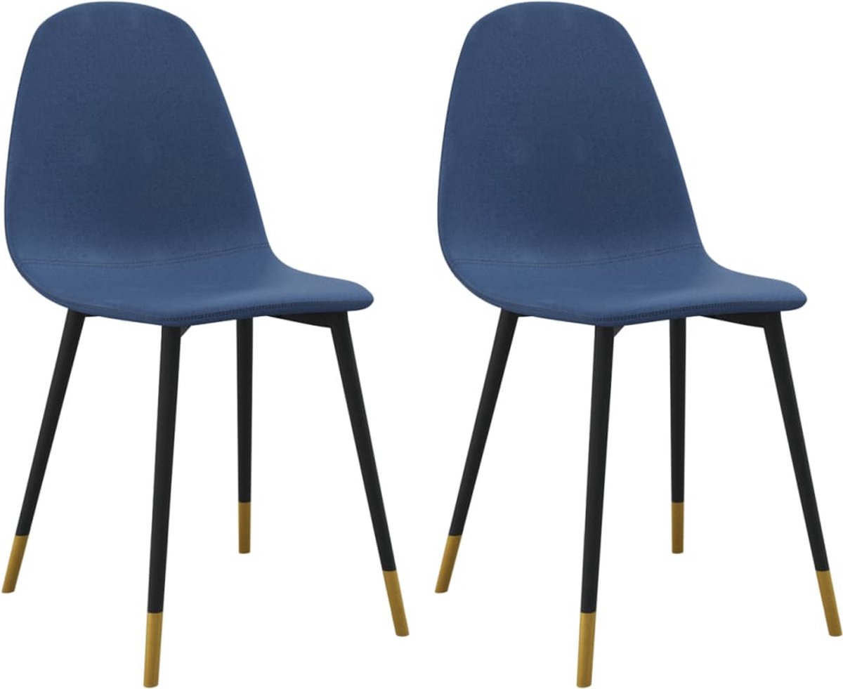 Vidaxl Eetkamerstoelen 2 St Stof - Blauw