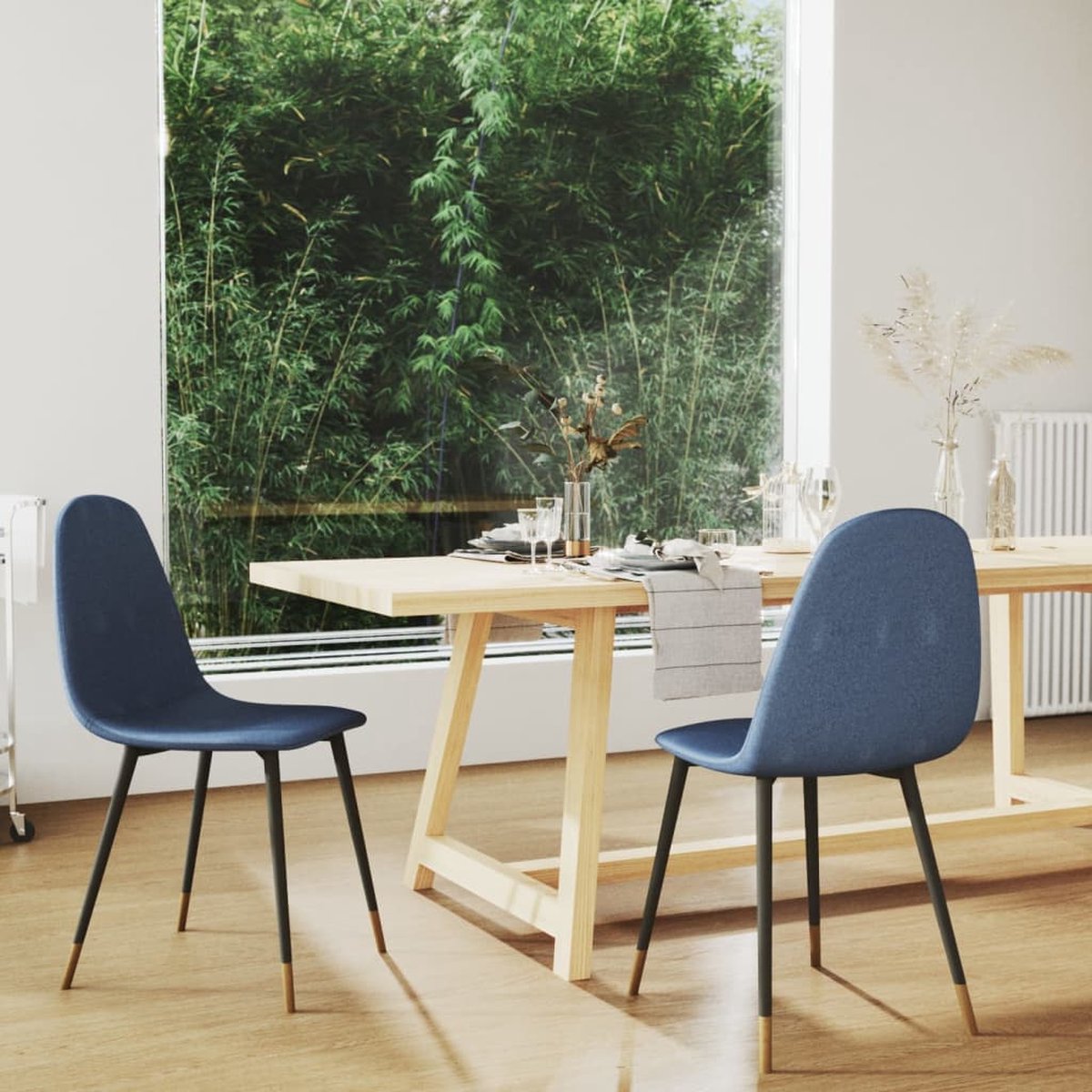 Vidaxl Eetkamerstoelen 2 St Stof - Blauw