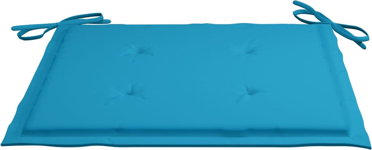 Vidaxl Eetkamerstoelen 2 St Mete Kussens Massief Teakhout - Blauw