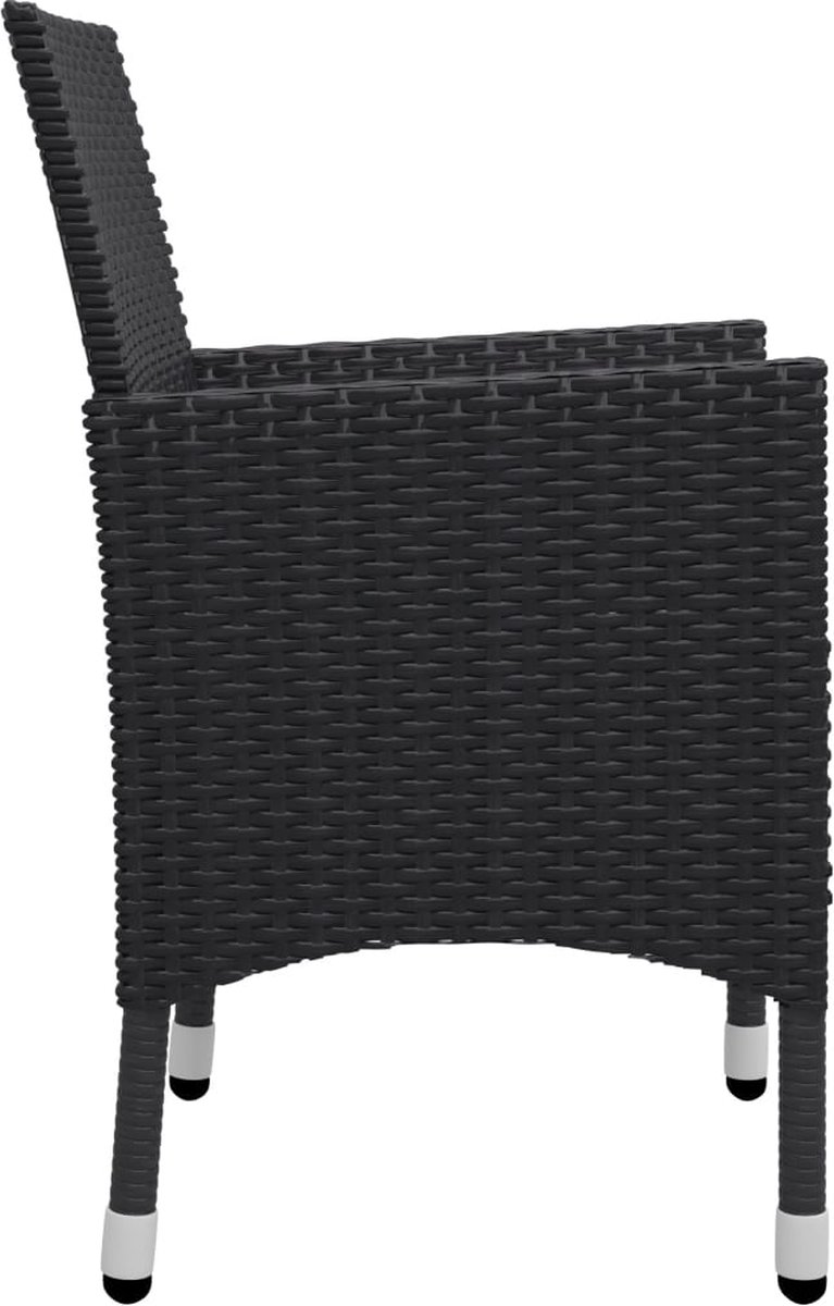 Vidaxl 3-delige Bistroset Poly Rattan En Gehard Glas - Zwart