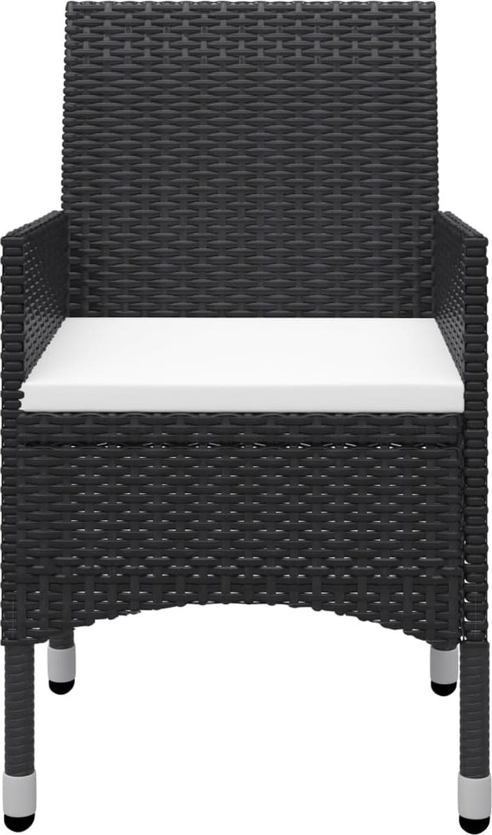 Vidaxl 3-delige Bistroset Poly Rattan En Gehard Glas - Zwart